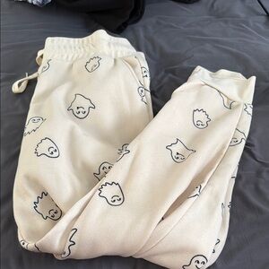 Cream Joggers with ghosts